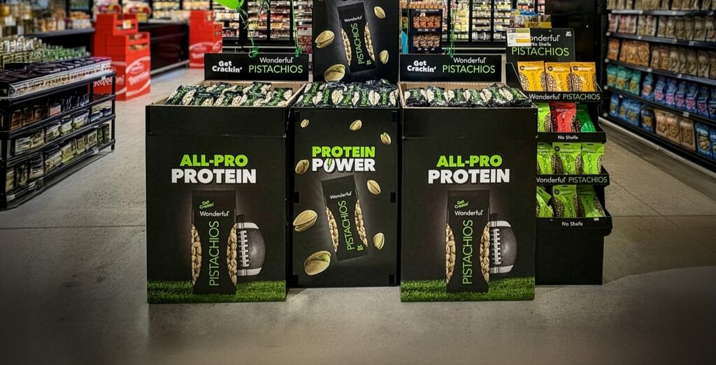 Pressed wood pallets serve as a great base for Point of Purchase displays